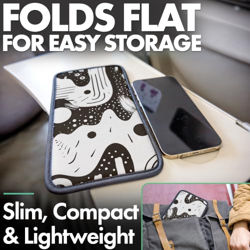 Flight Flap Airplane Phone Holder - Foldable Phone Stand for Plane Travel - color: Boho Black, size: Large