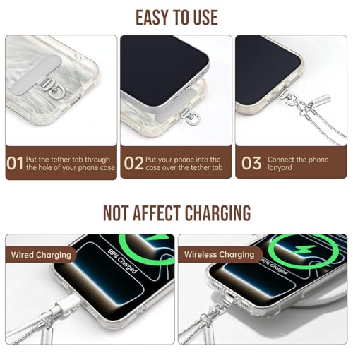 Dadanism Universal Phone Lanyard Set, Silver - color: Silver, size: 128+26 cm