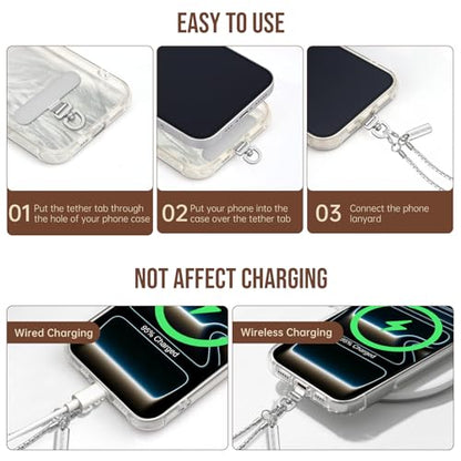 Dadanism Universal Phone Lanyard Set, Silver - color: Silver, size: 128+26 cm