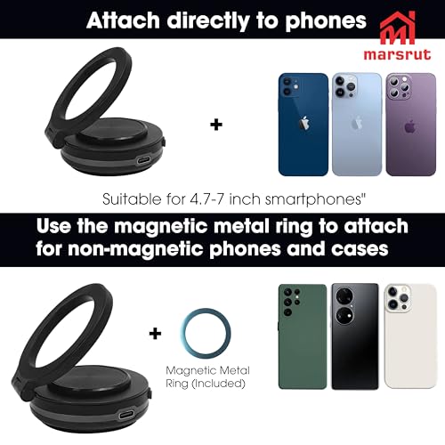 Magnetic Grip Pro 360° Stand, Vacuum Car Cell Phone Mount Holder with Suction Cup, Rotatable, Double-sided Adsorption Adjustable Powerful Strong Magnet, Foldable Portable Electric Mobile Holder, Black