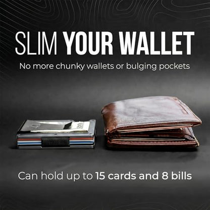 Mountain Voyage Minimalist Wallet for Men - Slim RFID Wallet, Scratch Resistant, Credit Card Holder & Money Clip, Easily Removable Money & Cards (Gunmetal Titanium) - color: Gunmetal Titanium