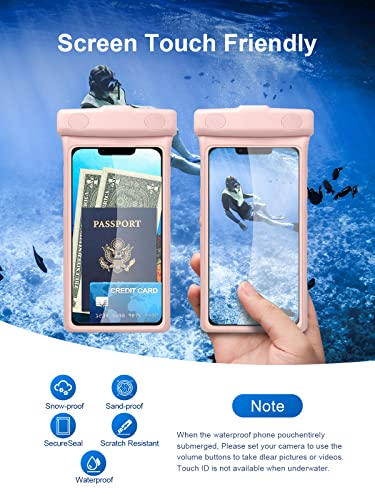wellhouse Waterproof Phone Pouch, Waterproof Phone Case for iPhone 17 16 15 14 13 Pro Max XS Samsung, IPX8 3D Cellphone Dry Bag Beach Essentials (1 Pack -Earl Pink 7 inch) - color: 1 Pack -Earl Pink 7 inch