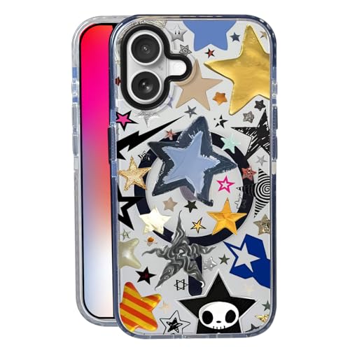 Super Stars for iPhone 17 Case,MagSafe Compatible,Matte Soft Slim Shockproof Cover,Anti-Fingerprint,Anti-Yellowing,Anti-Scratch Back,Magnetic Phone Case for Women,Girl,Cute,Girly,Clear - color: Super Star, size: iphone 17