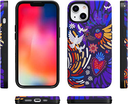 Casely iPhone 15 Plus Case | Viva La Vida | Frida Kahlo Collage | Bold Protective Design | Compatible with MagSafe - color: Frida Kahlo | Viva La Vida | Floral Collage