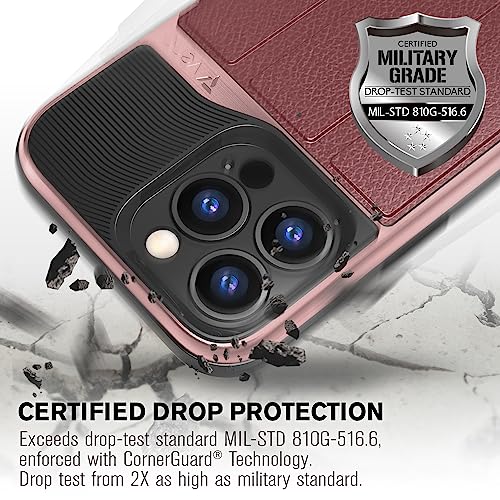 VENA Wallet Case Compatible with Apple iPhone 13 Pro Max (6.7"-inch), vCommute (Military Grade Drop Protection) Flip Leather Cover Card Slot Holder with Kickstand (Rose Gold) - color: Red, size: iPhone 13 Pro Max