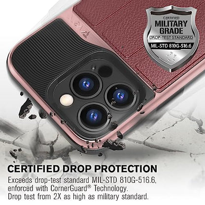 VENA Wallet Case Compatible with Apple iPhone 13 Pro Max (6.7"-inch), vCommute (Military Grade Drop Protection) Flip Leather Cover Card Slot Holder with Kickstand (Rose Gold) - color: Red, size: iPhone 13 Pro Max
