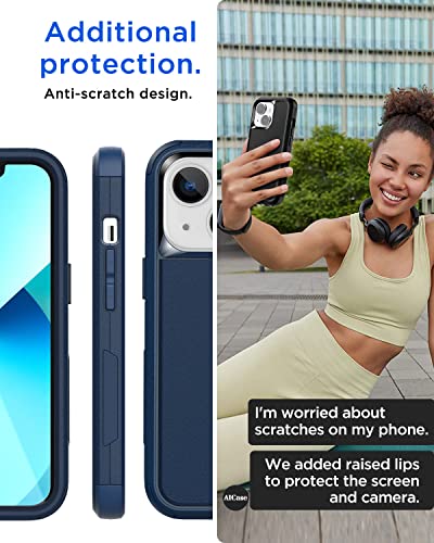 AICase for iPhone 13/iPhone 14 Case,Heavy Duty 3-Layer Rugged Pocket-Friendly Phone Case,Durable Military Grade Protection Shockproof/Drop Proof/Dust-Proof Protective Cover for iPhone 13/14(sea Blue) - color: sea blue Case
