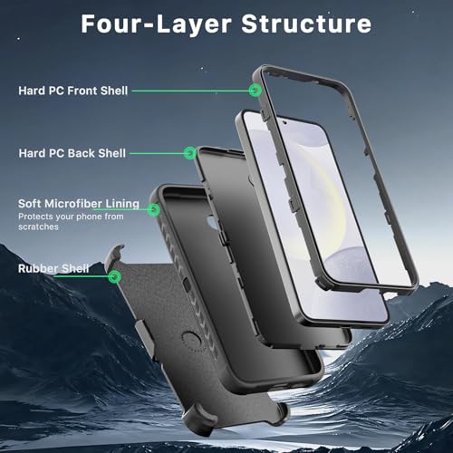 M MYBAT PRO for Samsung Galaxy S25 Plus Case with Belt Clip Holster - color: Black, size: Samsung Galaxy S25 Plus