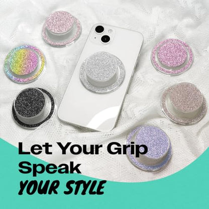 On The Grip Bling Bling Glitter Phone Grip & Stand - Elegant Magsafe Compatible Phone Holder for Secure Grip and Hands-Free Viewing (Pink)