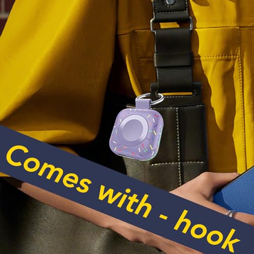 Portable Wireless Charger for Apple Watch Series 11/10/9/8/UItra/7/6/5/4/3/2/SE/Nike,Compact Travel Purse Essentials Magnetic iWatch Charger 1200mAh Extra Power Bank Keychain Style - color: Purple Colorful