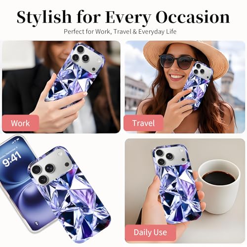 Case Compatible with iPhone 17 Pro Max, 2025 Anti-Yellow Ultra Transparent Soft TPU Phone Case, Shockproof Anti-Slip Slim Lightweight Full Coverage Protective (Gemstone) - color: Gemstone