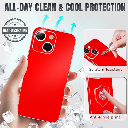 2Pcs Skin Wrap Compatible for iPhone 14 – Slim Decal Vinyl Protective Film for Sides & Back – Sleek Fit, Premium Look – Compatible with All iPhone 14 Cases - Red - color: Red
