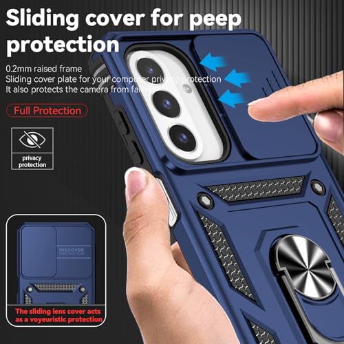 for Samsung Galaxy A17 / Galaxy A26 5G Case, with Slide Camera Cover HD Screen Protector [Military Grade Drop Tested] Ring Holder Kickstand Protective Phone Case for Samsung Galaxy A17, Navy Blue - color: Navy Blue w/ Slide Camera 2nd gen. Military Grade