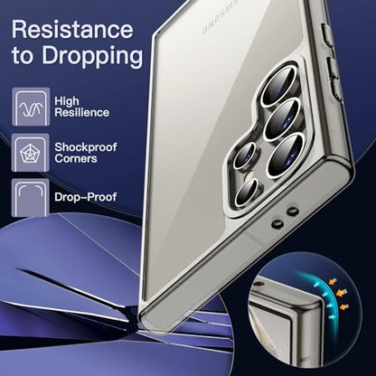 JETech Case for Samsung Galaxy S24 Ultra 5G, Non-Yellowing Shockproof Bumper Protective Phone Cover, Anti-Scratch Hard PC Back (Titanium Grey) - color: Titanium Grey, size: Galaxy S24 Ultra