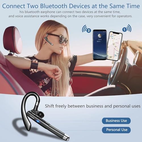 Bluetooth Headset with Microphone, Wireless Trucker Earpiece - color: Black