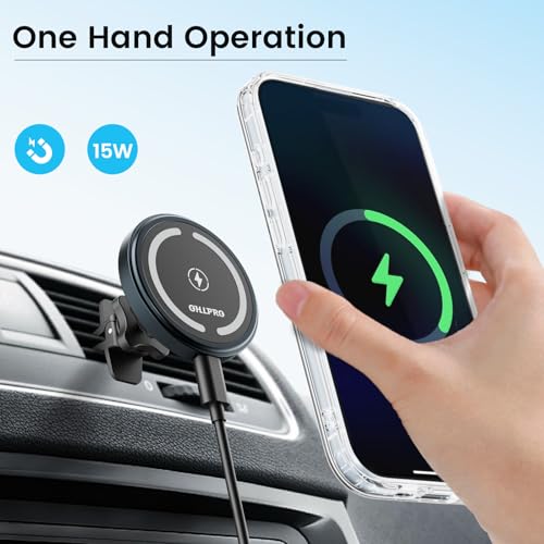 OHLPRO for MagSafe Car Mount Charger iPhone 15W Wireless Car Charger - color: Dark Gray