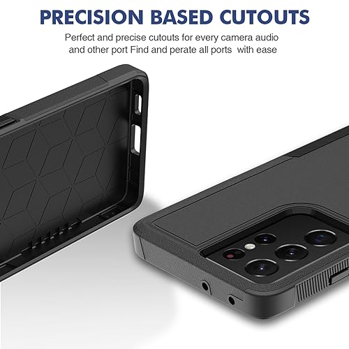 for Samsung Galaxy S24 Ultra Case: Dual Layer Protective Heavy Duty Cell Phone Cover Shockproof Rugged with Screen Protector - Military Protection Bumper Tough - Samsung Galaxy S24 Ultra 2024, Black - color: Black (PC) + Black (TPU)