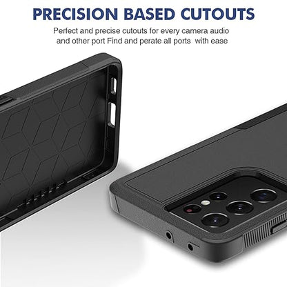 for Samsung Galaxy S24 Ultra Case: Dual Layer Protective Heavy Duty Cell Phone Cover Shockproof Rugged with Screen Protector - Military Protection Bumper Tough - Samsung Galaxy S24 Ultra 2024, Black - color: Black (PC) + Black (TPU)