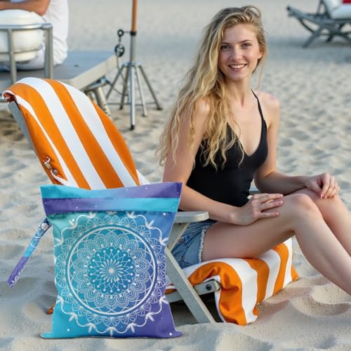 Mandala Large Wet Bag Travel Laundry Bags - Waterproof with Handle, Washable Dirty Clothes Bags for Travel, Wet & Dry, Gym Bag, Swimming Pool, College Dorm - color: Mandala2