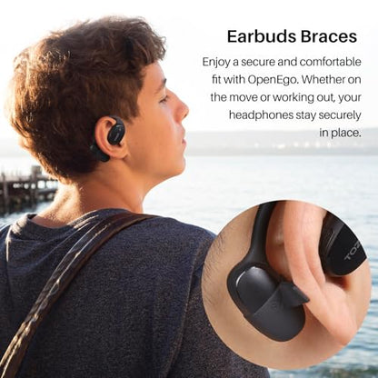 TOZO OpenEgo Open Ear Earbuds 80H Bluetooth 5.3 Headphones Sport Earbuds - color: Black