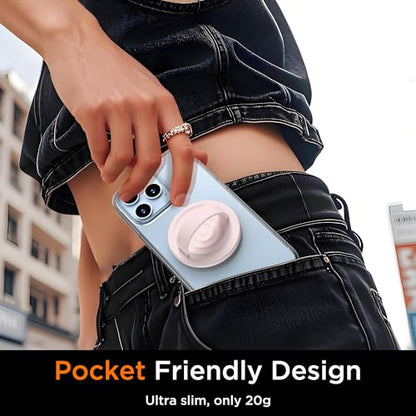 Upgraded Magnetic Phone Grip, Liquid Silicone Soft and Portable, Removable Finger Loop Ring Grip Holder for iPhone, Strong Magnetic Attraction, Compatible with MagSafe Phone Case, Lovely Pink - color: Lovely Pink