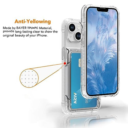 Wallet Case for iPhone 15 with 3 Credit Card Holder Slot Clear | Shockproof Hybrid Heavy Duty Protection Clear Phone Cover Compatible with iPhone 15 6.1 Inch 2023 - color: Clear, size: iPhone 15