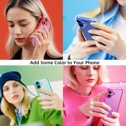 Mobnano for iPhone 16 Case, Protective Shockproof Bumpers [Not Yellowing] Anti-Scratch Transparent Slim Hard PC Back Soft TPU Frame Cover for Men Women - Rose Red - color: Rose Red