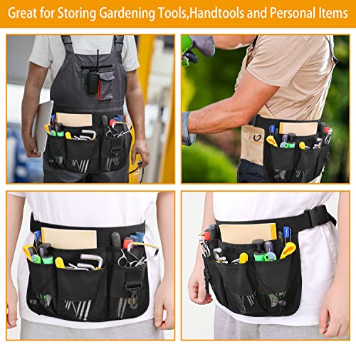 Gardening Tool Waist Bag Belt Heavy Duty Oxford Tool Apron with 7 Pockets of Different Sizes and Depth (Black) - color: Black