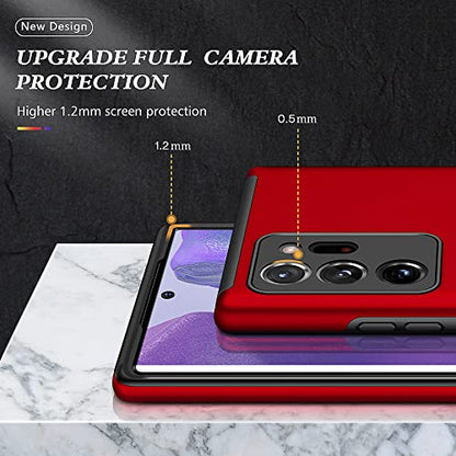 for Samsung Galaxy Note 20 Ultra Case With Self Healing Flexible TPU Screen Protective [2 Pack], Military Grade Invisible Kickstand for Note 20 Ultra 5G - Red - color: YX-Red