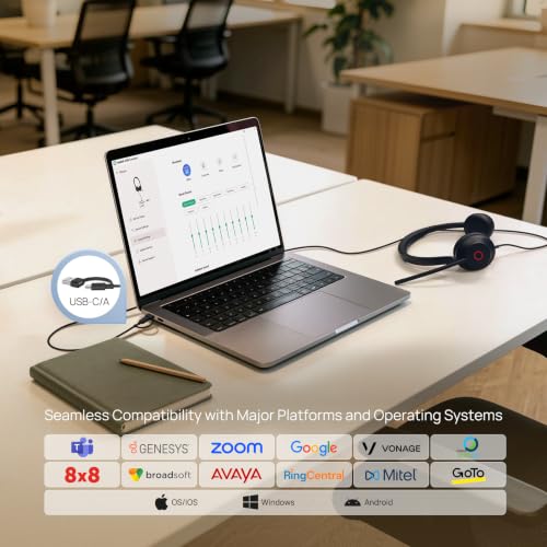 Yealink UH35 2nd Gen Wired Headset, USB-C/A,AI Noise Canceling Mic,HD Audio - color: UH35 2nd USB-C/A, size: Mono-Ear (Teams)