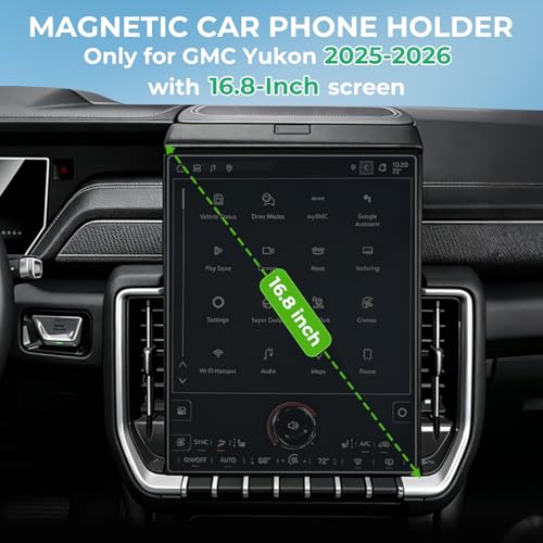 Car Phone Holder for GMC Yukon/Yukon XL 2026 2025 with 16.8-Inch Screen, 360° Rotation Magnetic Cell Phone Mount, Compatible with Magsafe, Does Not Affect Air Vent, Black - size: Fit for 2025-2026 Yukon/Yukon XL, 16.8-Inch