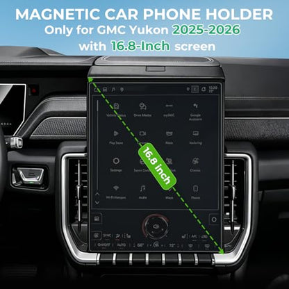 Car Phone Holder for GMC Yukon/Yukon XL 2026 2025 with 16.8-Inch Screen, 360° Rotation Magnetic Cell Phone Mount, Compatible with Magsafe, Does Not Affect Air Vent, Black - size: Fit for 2025-2026 Yukon/Yukon XL, 16.8-Inch