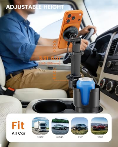 OHLPRO for iPhone 17 MagSafe Car Charger Cup Holder Mount with Car Adapter - color: Black