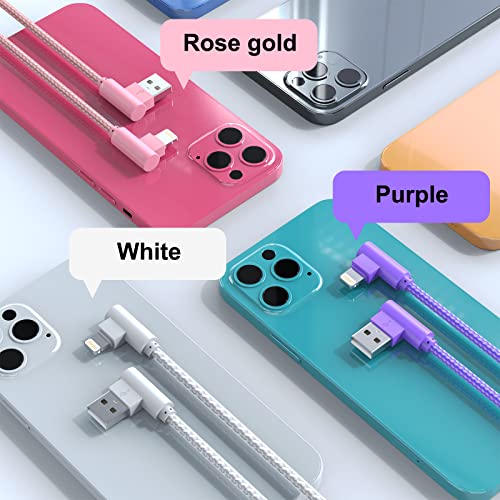 USB A to Lightning Cable, 3PCS 10FT iPhone Charger, 90 Degree Cable