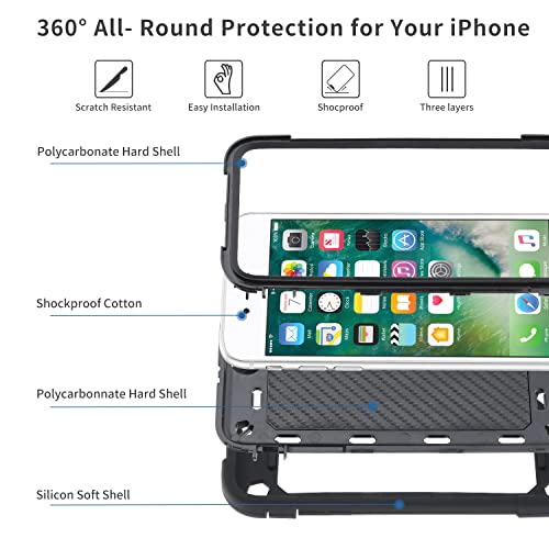 MARKILL Compatible with iPhone Case with Ring Stand, Heavy-Duty Military Grade Shockproof Phone Cover (Black, iPhone SE 3rd/2nd/iPhone 8/7/6S/6) - color: Black, size: iPhone SE 3rd/2nd/iPhone 8/7/6S/6