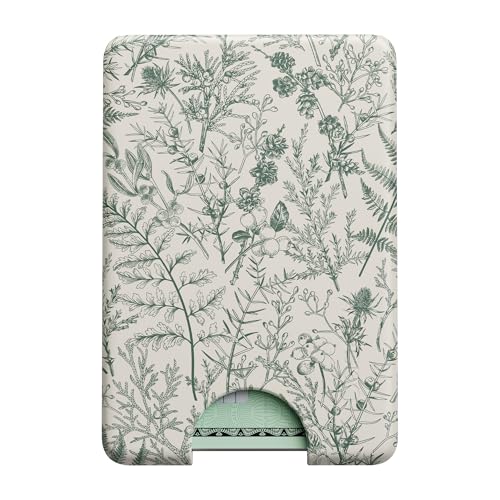 Casely MagWallet | Sage Garden | Green Floral | Slim Wallet Card Holder | Compatible with MagSafe | Soft-Touch Hard Silicone | Holds Up to 3 Cards - color: Sage Garden | Green Floral