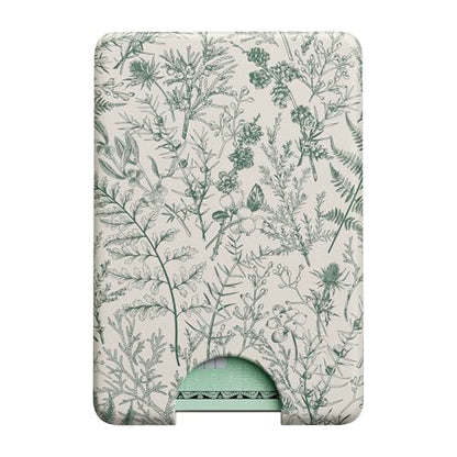 Casely MagWallet | Sage Garden | Green Floral | Slim Wallet Card Holder | Compatible with MagSafe | Soft-Touch Hard Silicone | Holds Up to 3 Cards - color: Sage Garden | Green Floral