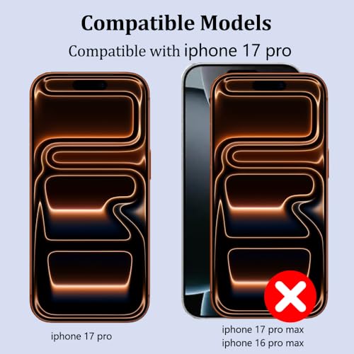 Warmyee 2 Pack Privacy Screen Protector for iPhone 17 Pro, 2 Pack Tempered Glass Camera Lens Protector, with Installation Frame