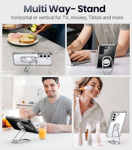 Shields Up for Samsung Galaxy S21 FE Case with Stand, Galaxy S21 FE Case Clear with Double Ring Holder [Adjustable & Foldable] Shockproof Protective Cover - Clear - color: Clear, size: Galaxy S21 FE