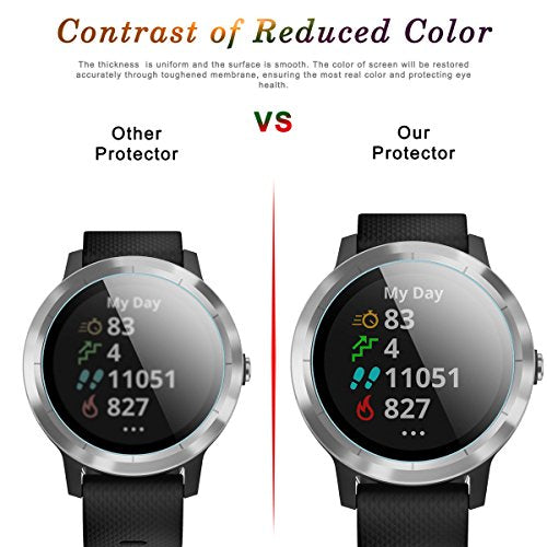 Diruite 4-Pack for Garmin Vivoactive 3 Tempered Glass Screen Protector, 2.5D 9H Hardness Screen Protective Film [Anti-Scratch]