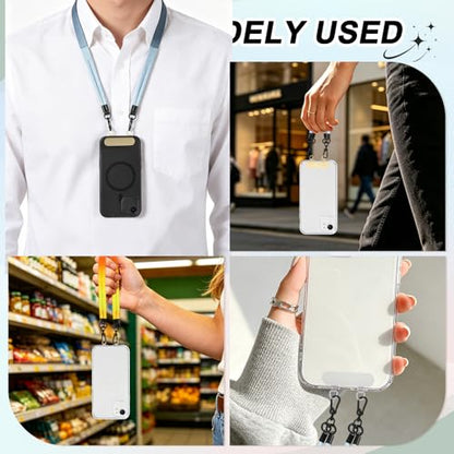 uxcell Double Ear Stainless Steel Clip Phone Lanyard Tab Ultra-Thin Phone - color: White