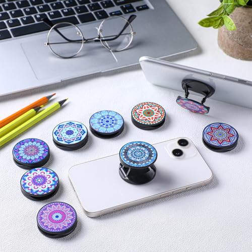 Honoson 9 Pcs Cell Phone Grip Holder Collapsible Holder, Mandala - color: Mandala Pattern