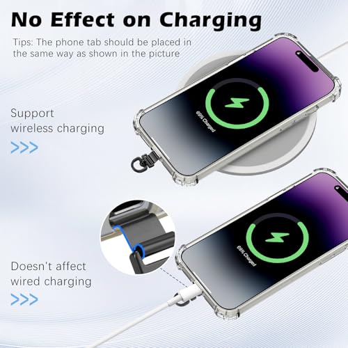 MoKo 2 Pack Metal Phone Tether Tabs, Rotatable 360° Phone Lanyard Patch - color: Dark Black