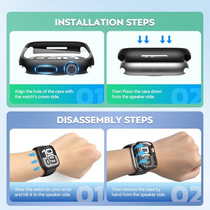 Misxi 2 Pack Hard PC Case with Tempered Glass Screen Protector Compatible with Apple Watch SE 2 (2024) SE Series 6 Series 5 Series 4 44mm, 1 Silver + 1 Transparent - color: 1 Silver + 1 Transparent, size: 44mm (Se3/Se2/Se/6/5/4)