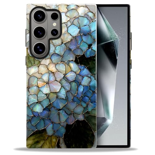 Compatible with Samsung Galaxy S26 Ultra Case,Glossy Case All-Round Protection Shockproof Anti-Scratches TPU Cover,Cases for Man Woman-Hydrangeas Bush Stained Glass - color: Hydrangeas Bush Stained Glass, size: Galaxy S26 Ultra