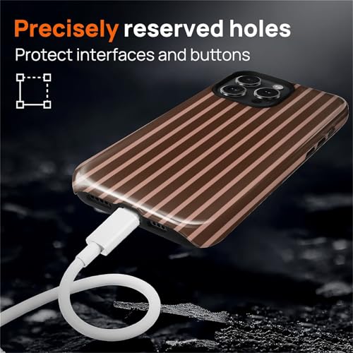 Magnetic for iPhone 14 Pro Case,[Compatible with Magsafe] Dual Layer Protective Heavy Duty Shockproof Rugged Drop Protection Bumper Hybrid Case- Aesthetic Striped Brown - color: Aesthetic Striped Brown, size: iPhone 14 Pro
