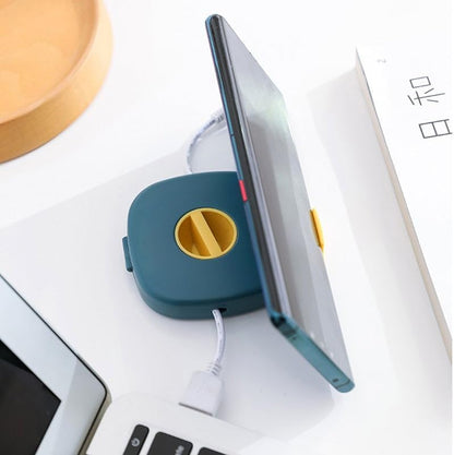 2 in 1 Cable Winder with Phone Stand, Durable Cable Organizer and Charging Stand, Portable Charging Cables Protective Case, for USB, Earphones (White) - color: WHITE