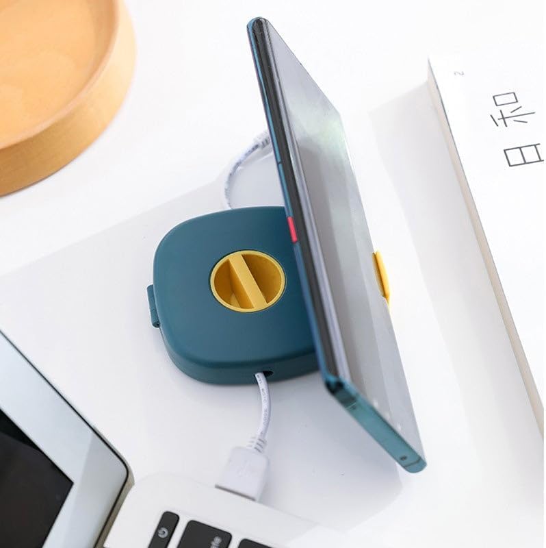 2 in 1 Cable Winder with Phone Stand, Durable Cable Organizer and Charging Stand, Portable Charging Cables Protective Case, for USB, Earphones (Blue+Pink) - color: BLUE+PINK