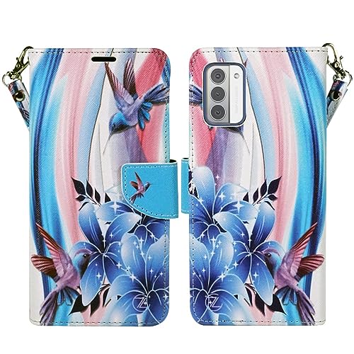Zase Design for Nokia G310 5G (2023) Wallet Phone Case Protective Cover Cute Design Premium PU Leather Flip Folio Magnetic Closure w/Kickstand ID Card Slot Wrist Strap (Blue Bird) - color: Blue Bird