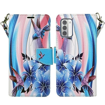 Zase Design for Nokia G310 5G (2023) Wallet Phone Case Protective Cover Cute Design Premium PU Leather Flip Folio Magnetic Closure w/Kickstand ID Card Slot Wrist Strap (Blue Bird) - color: Blue Bird